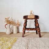 Wood and straw stool - brutalist