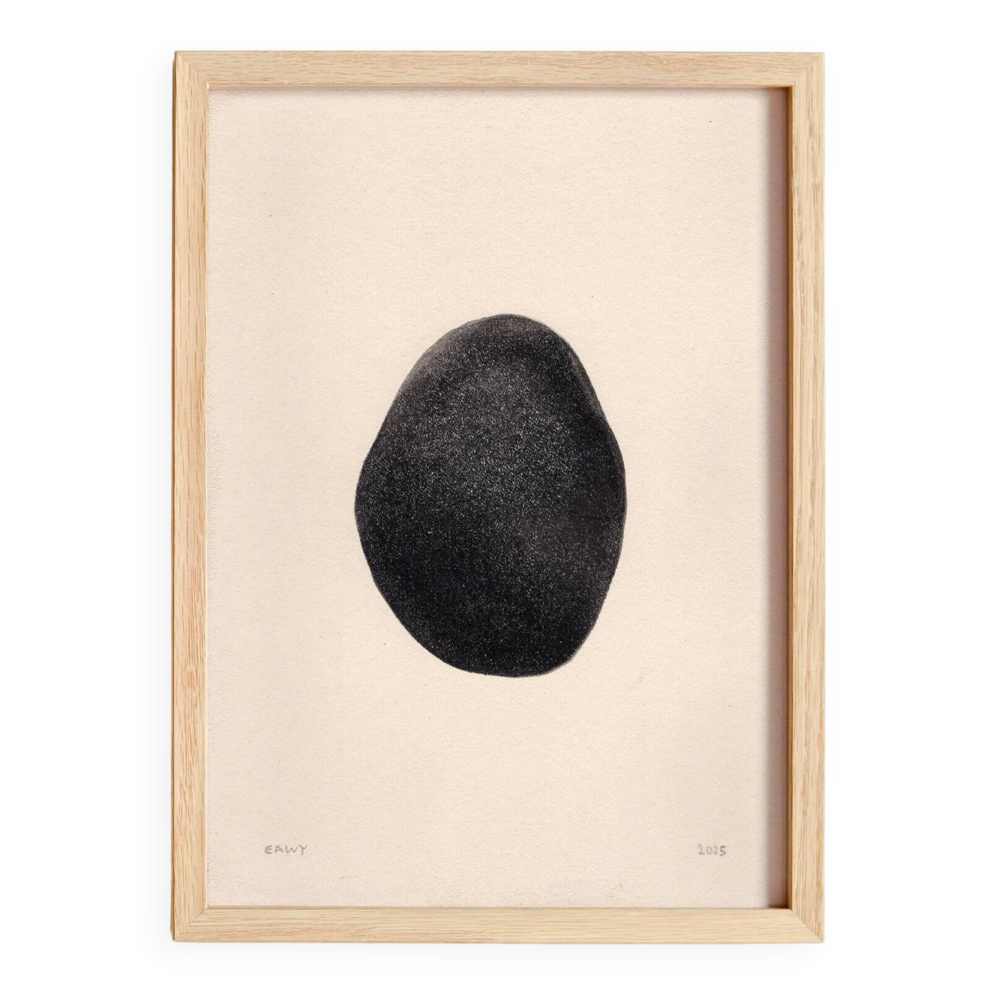 Painting on "pebble" black paper signed Eawy