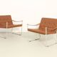 Paire de fauteuils de style safari avec accoudoirs en sangles de cuir, 1960