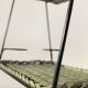 Vintage rolling table from 1960 - green rattan and black tubular metal