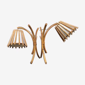 Paire d'appliques rotin vintage 1960