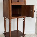 Antique bedside table in wood and marble