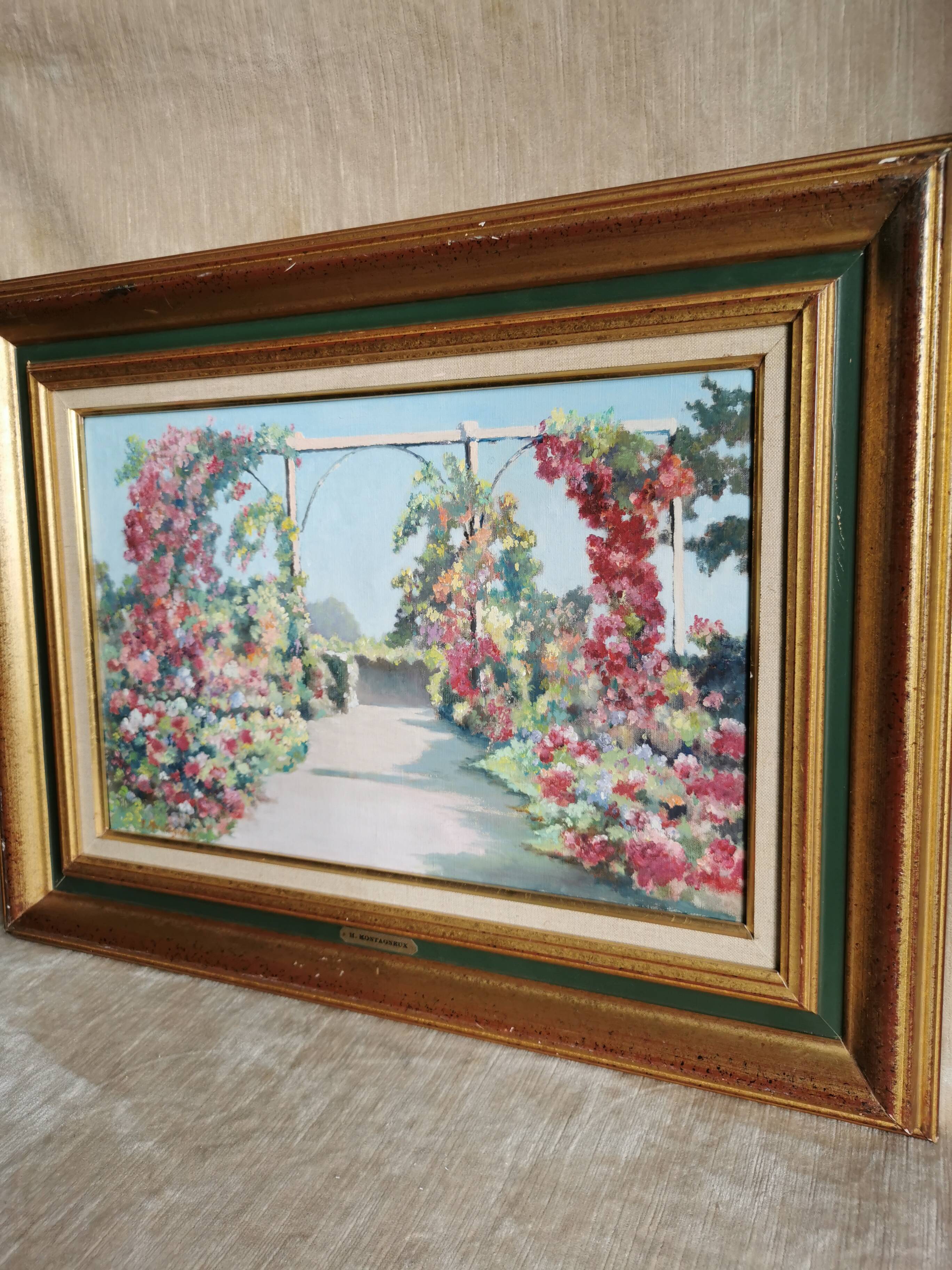 Tableau terrasse fleurie par Montagneux Henri