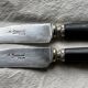 Set of 6 table knives from the 19th century, ebony and silver.