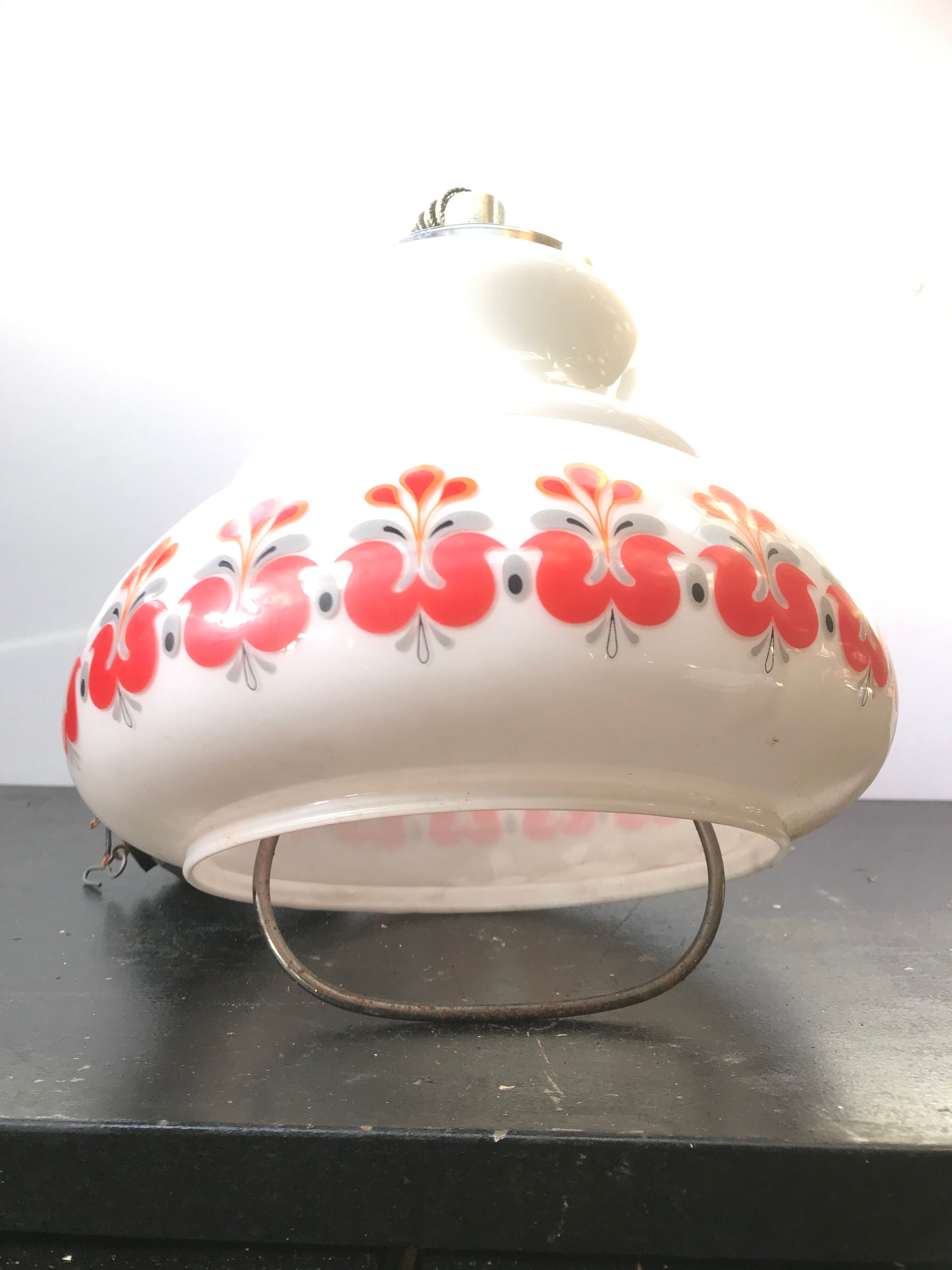 Hanging former opaline blanc monte - drop decor 70s vintage