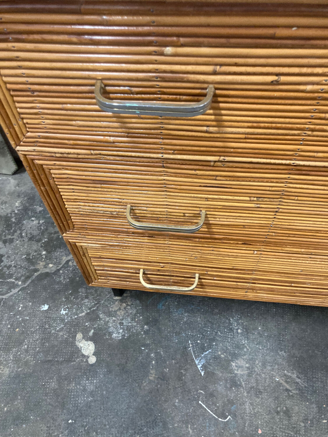 Vintage rattan chest of drawers