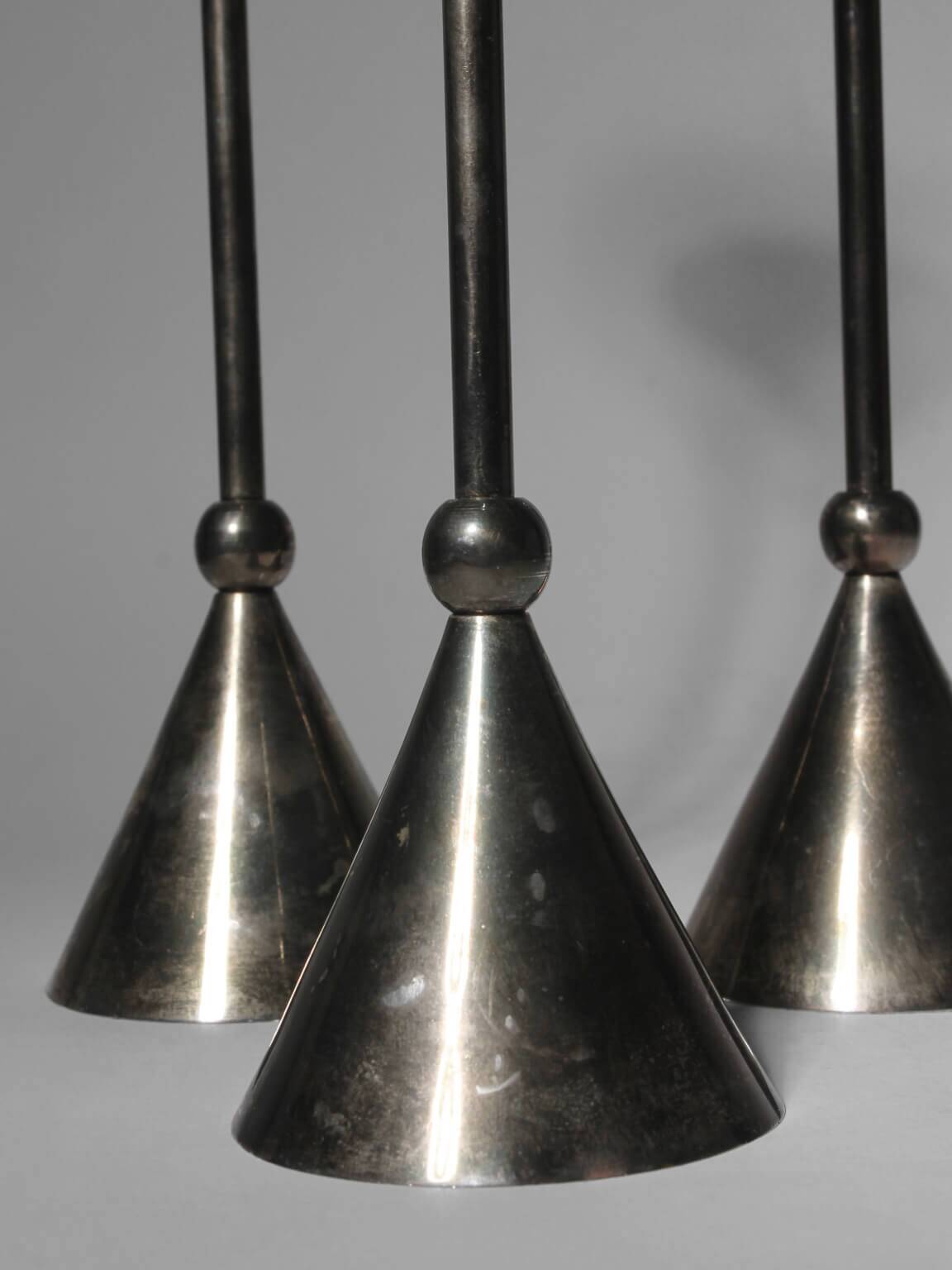 Silver Plated Memphis Candle Holders Set, 1980s