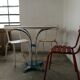 Guerin metal garden table, bistro table, cast foot