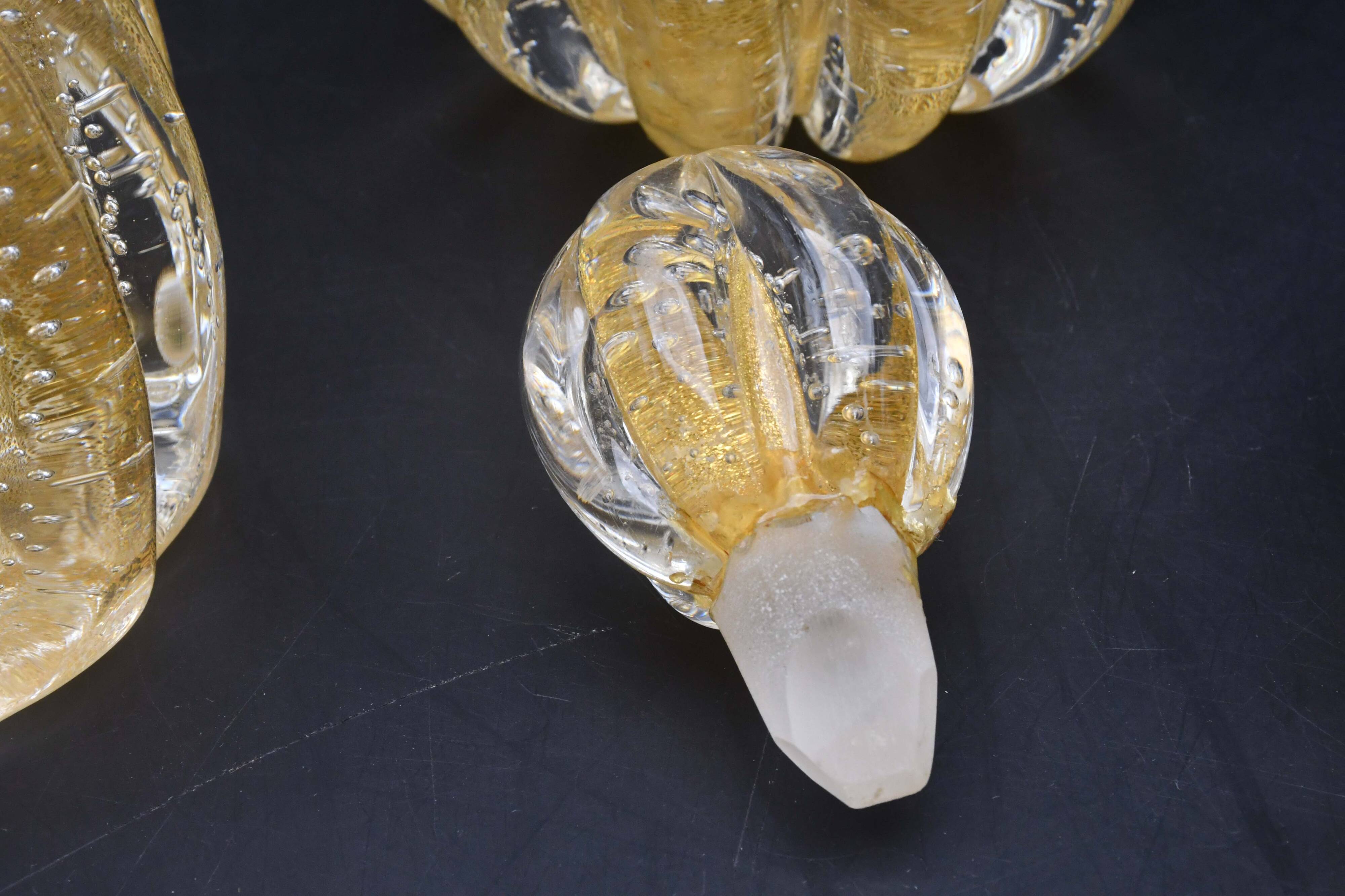 Set of 3 gold Ercole Barovier "Bullicante" Murano glass vases for Barovier & Toso