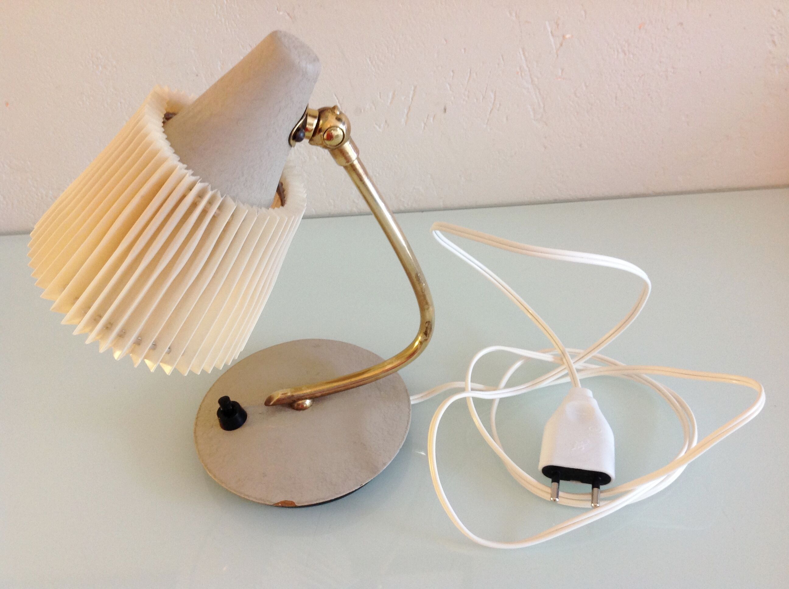 Bedside lamp with pleated day blinds, vintage 60