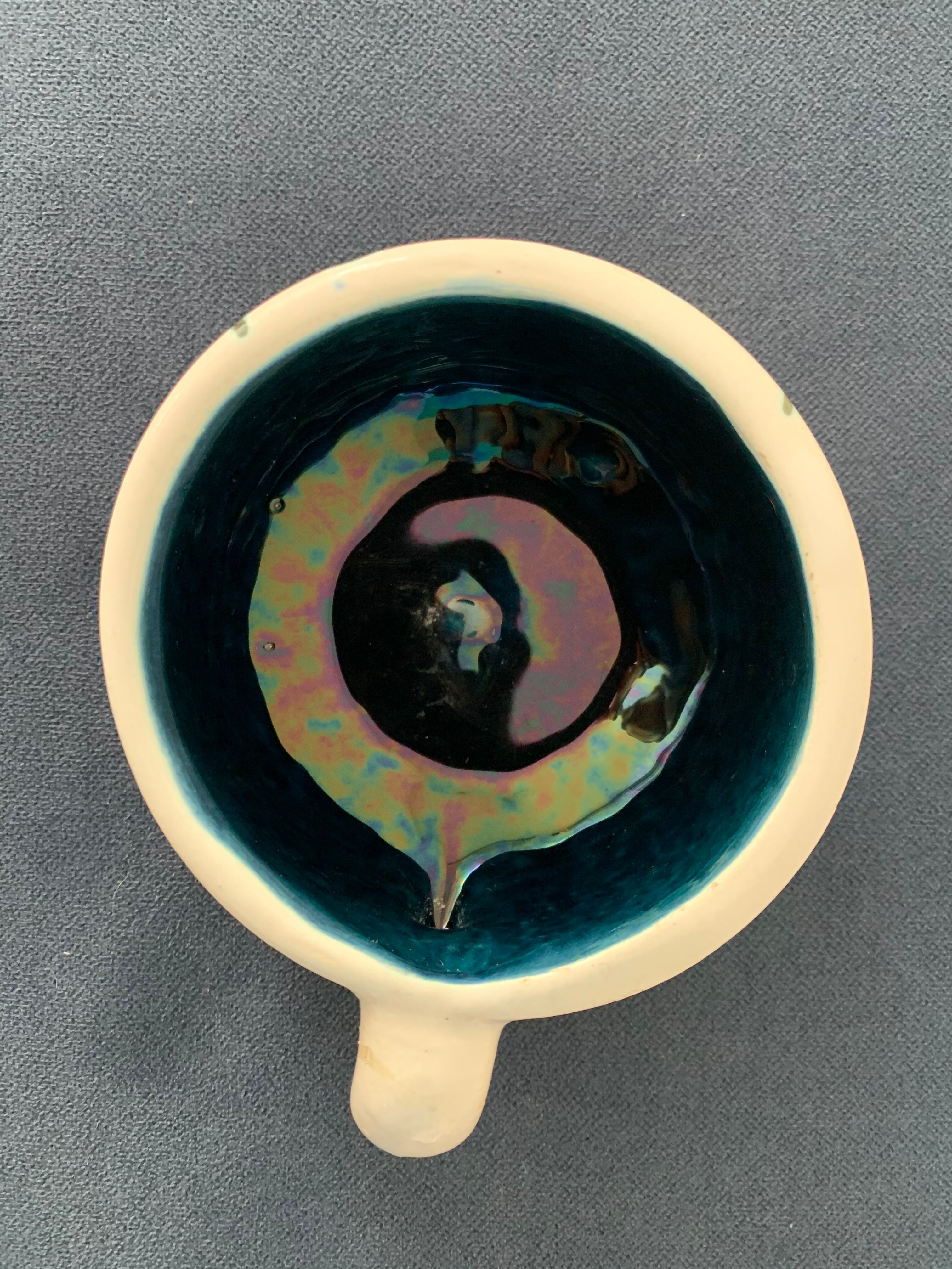 2 cups maja white and blue enamelled ceramic cups