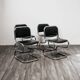 Set of 4 chrome steel rocking chairs, vintage modern 80s design.