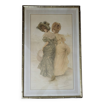 Lithographie, Frédérique Vallet-Bisson, Élégantes, 1900s,