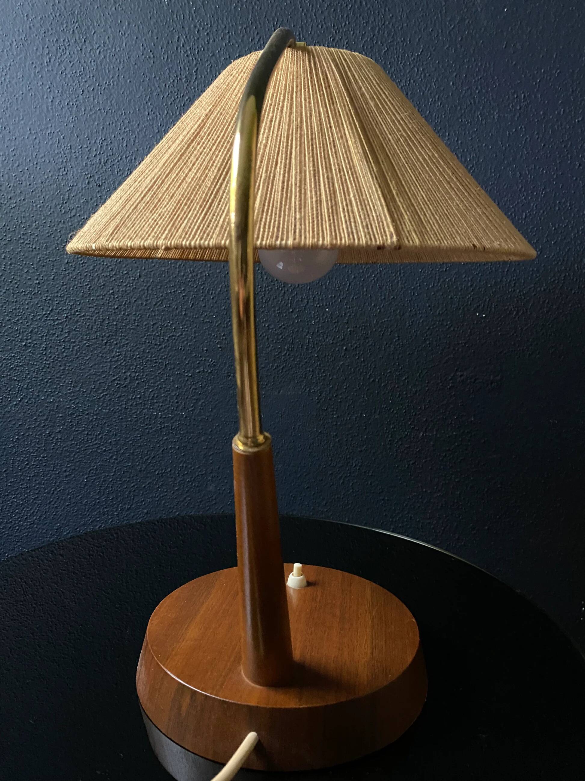 Mid-century modern Temde sisal desk lamp, Germany / Switzerland 1960s