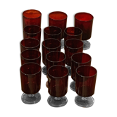 15 vintage 1970 luminarc red glass wine glasses