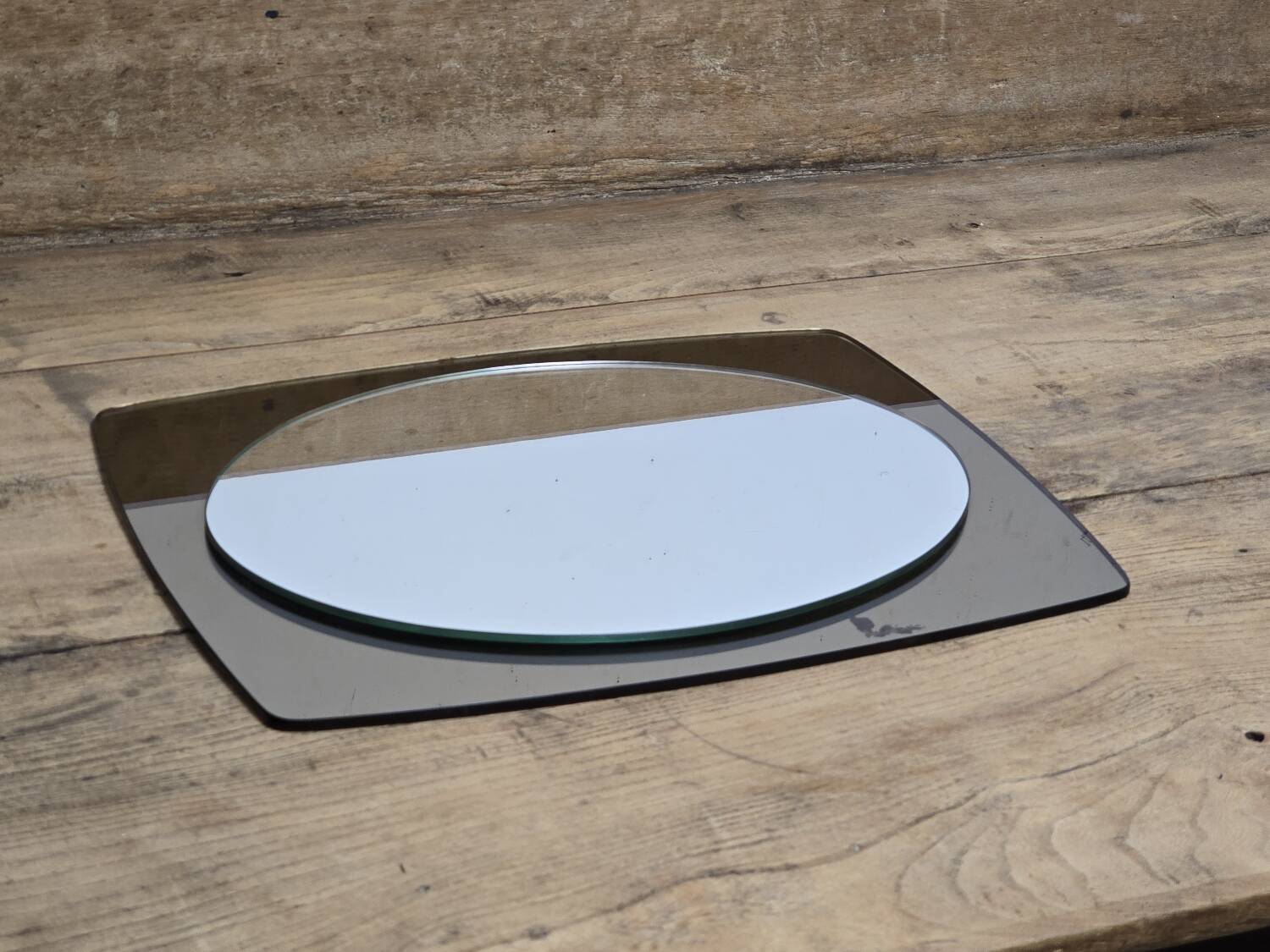 White glass and smoked glass mirror Italy