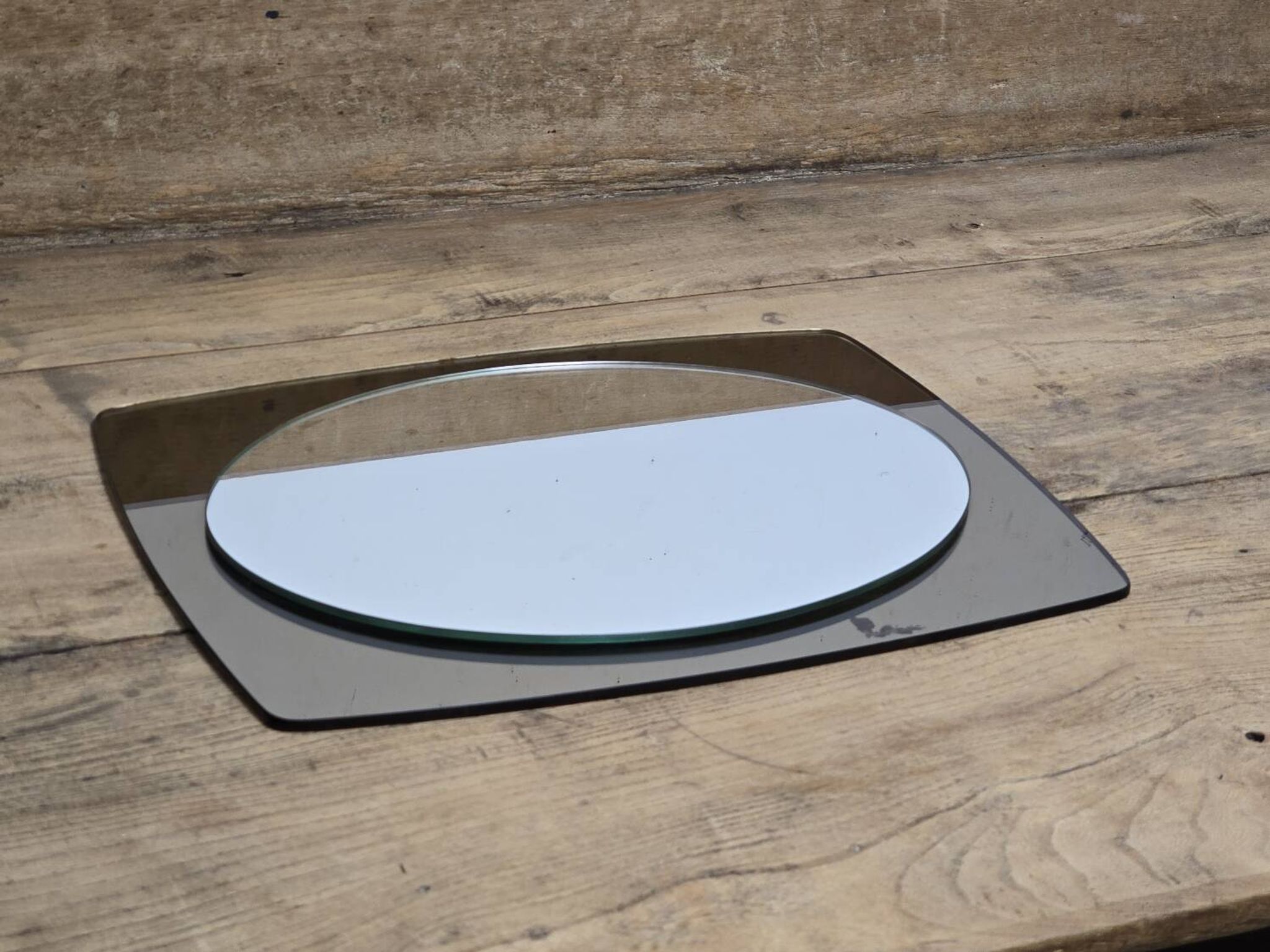 White glass and smoked glass mirror Italy