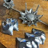 Flower candle holders, lotus ashtray with removable petals, 1960s.