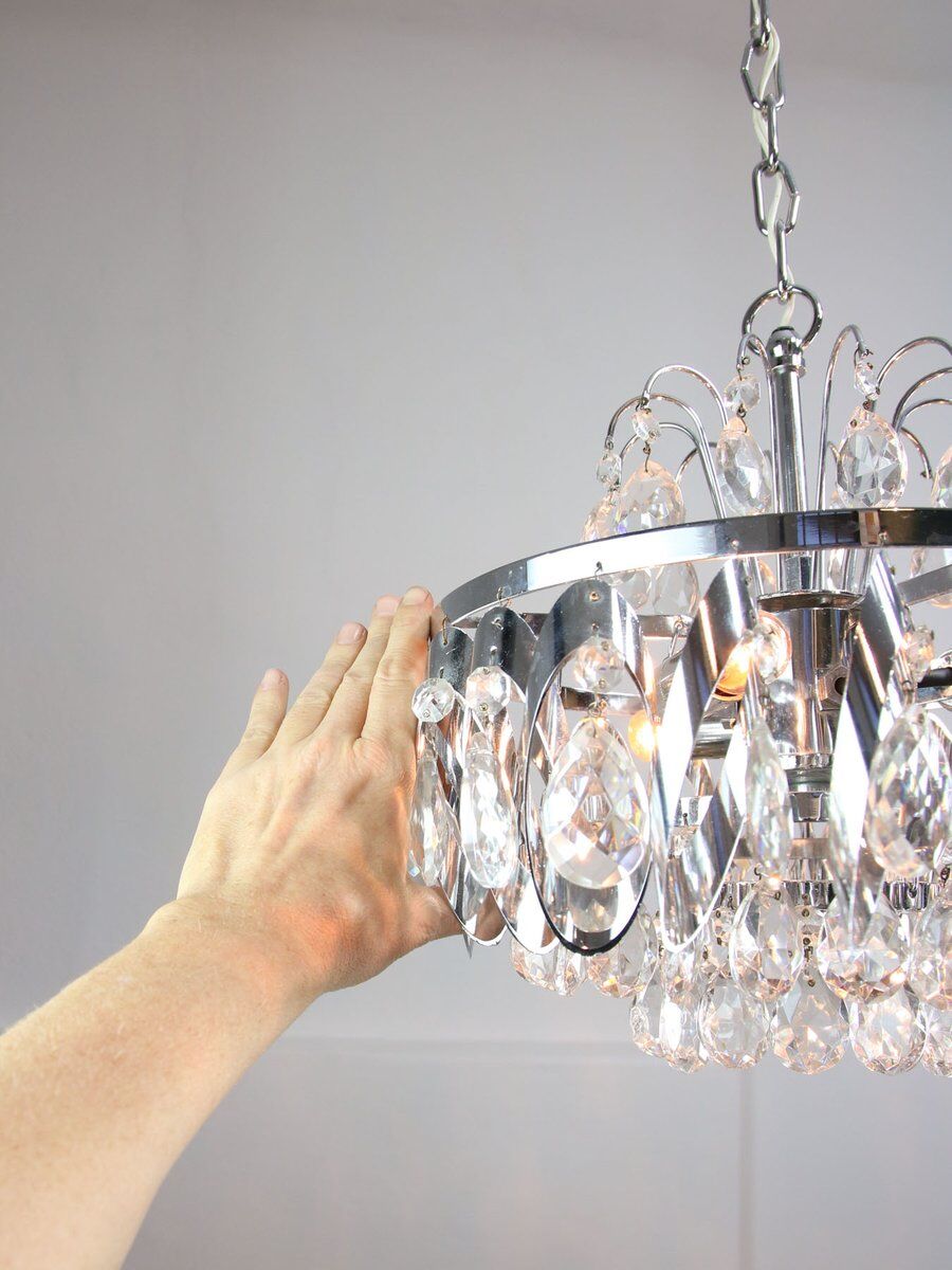 Small vintage Viennese crystal chandelier, 1970s