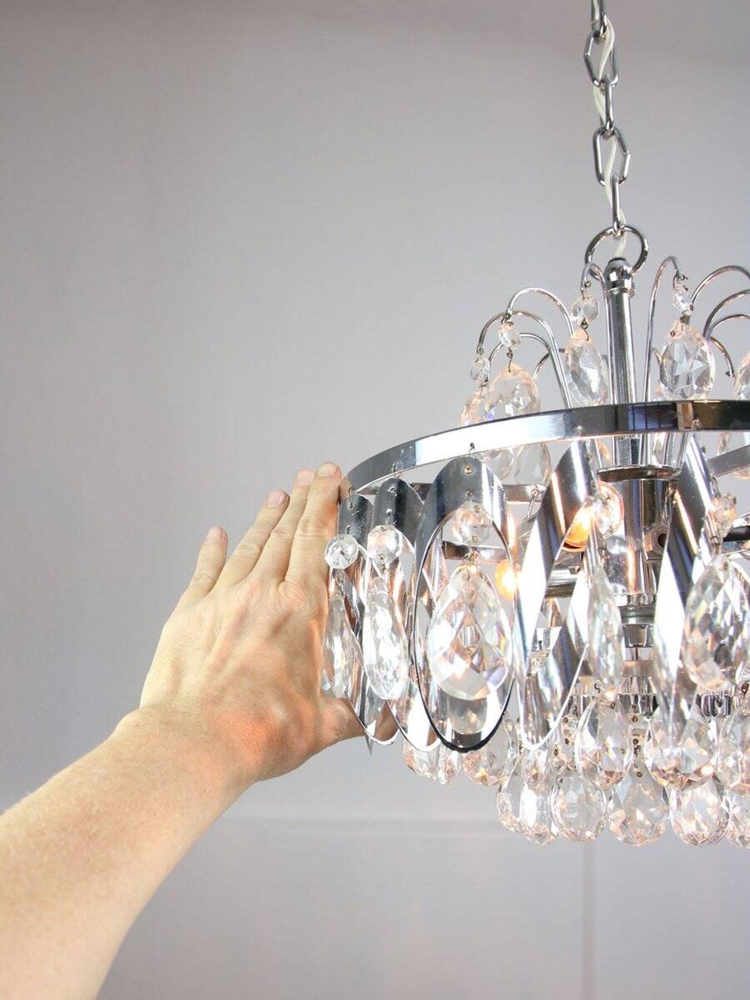 Petit chandelier en cristal viennois vintage, années 1970