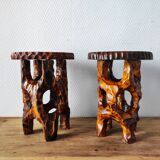 Pair of vintage 1960s brutalist side tables
