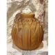 Amber yellow satin glass moulded round vase signed CLA, Art Deco, circa 1930.