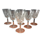 6 large champagne glasses vmc reims "champagne" pattern vintage france