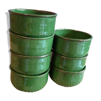 Set of 7 glazed terracotta cups