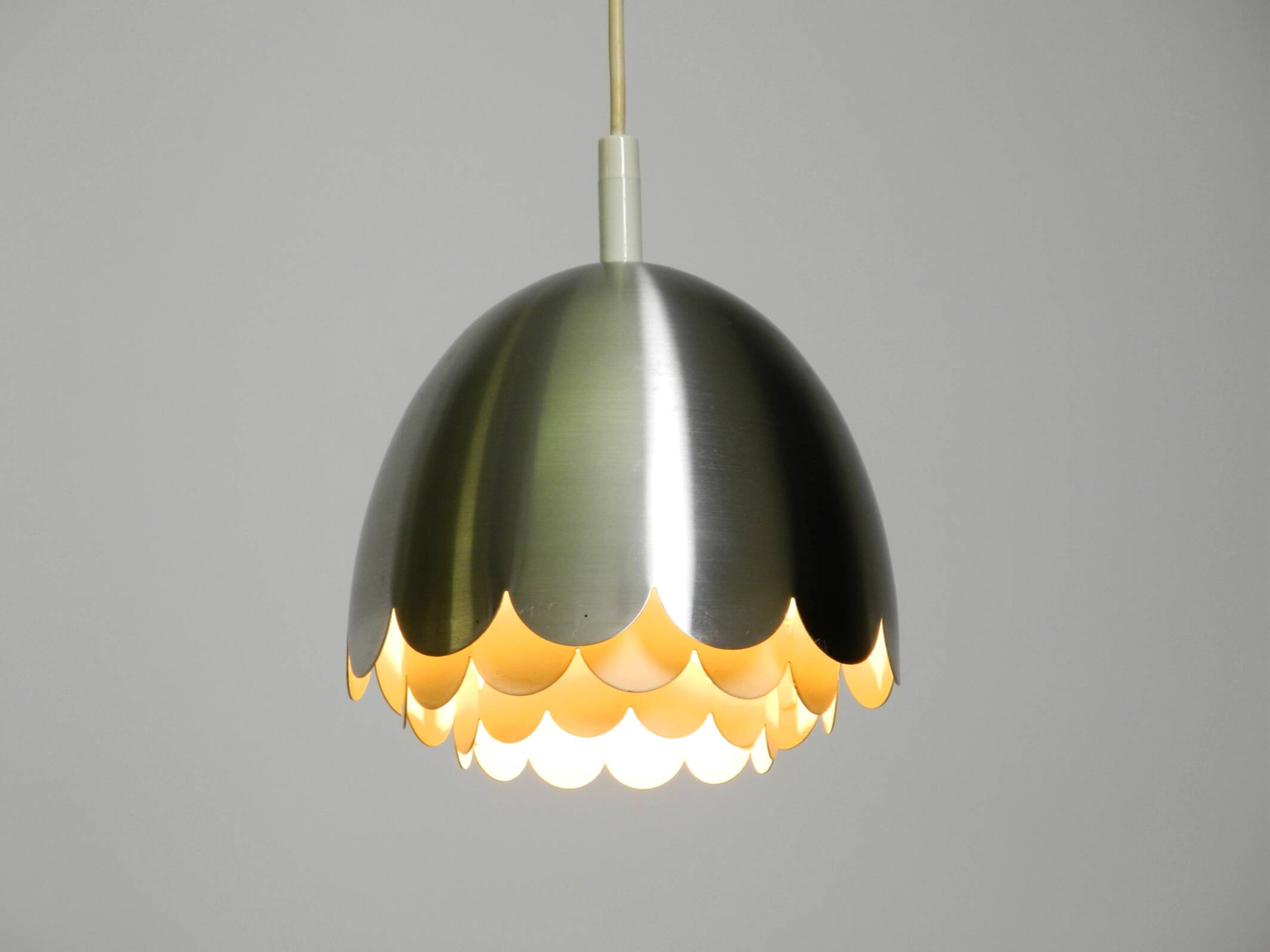 Small 1960s Space Age pendant lamp by Doria made of aluminum and metal