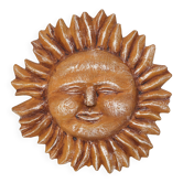 Large yellow-orange sun wall decoration made of papier-mâché, Mexico 1980s.