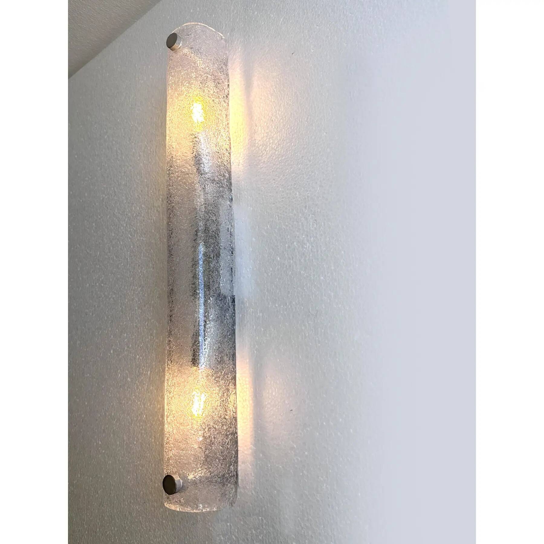 Contemporary Modern Clear Graniglia ”Canalina" Murano Glass Wall Sconce-Set