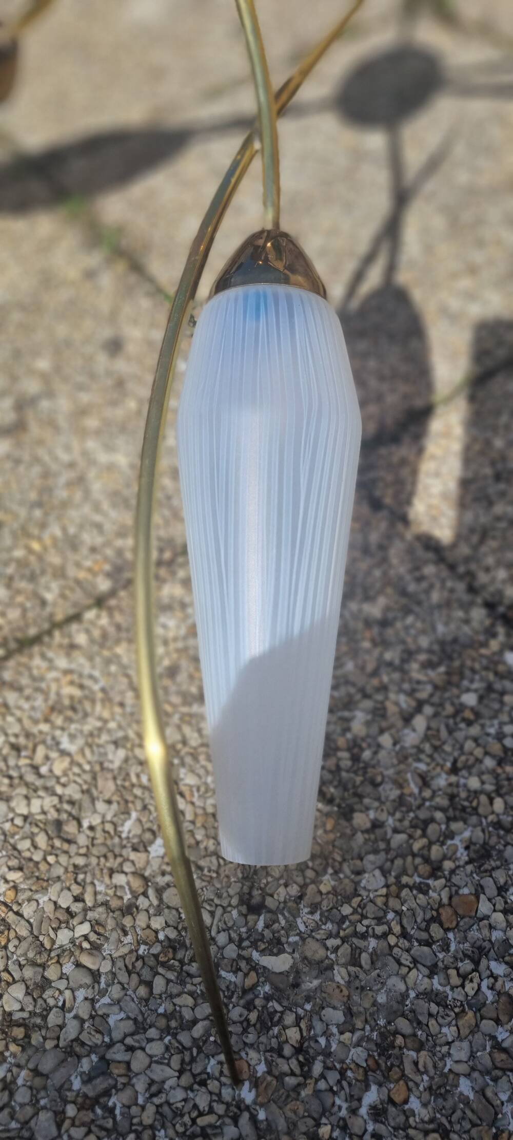 4-light pendant light, brass and opaline, Maison Lunel, Paris, vintage 1950s