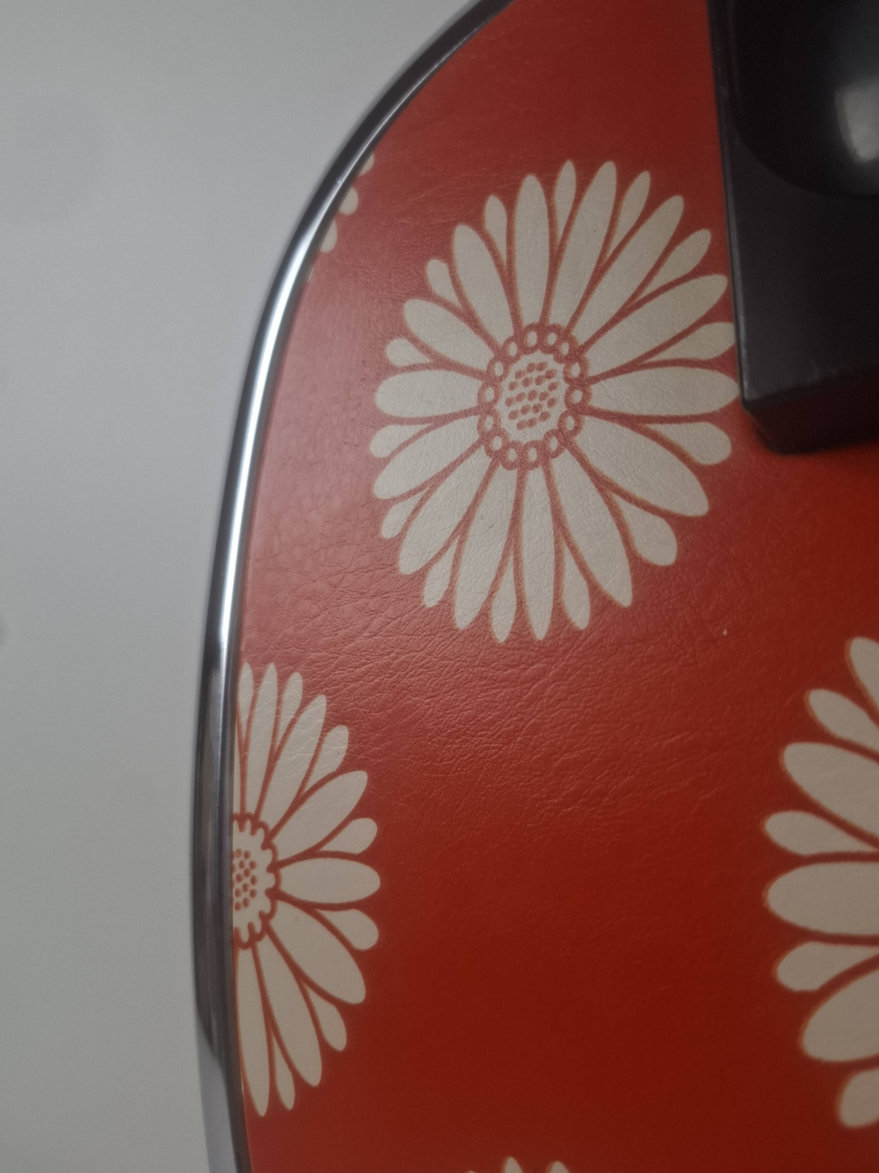 Mid-century Luxas retro scale Czech orange floral chrome vintage decor