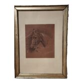 Painting, sketch on the theme of the horse, Pencil on XX th paper.