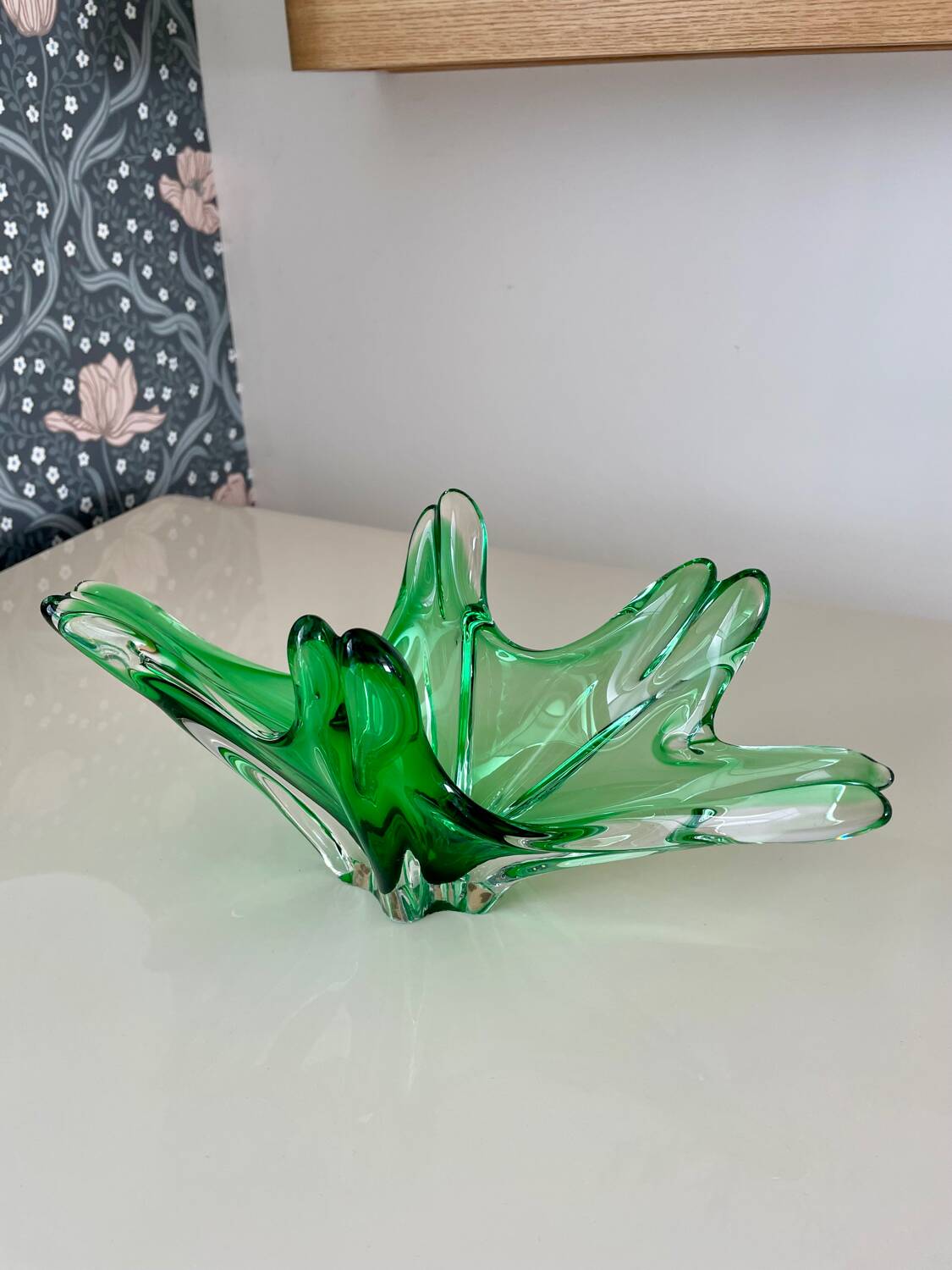 Vintage 60s green blown glass cup