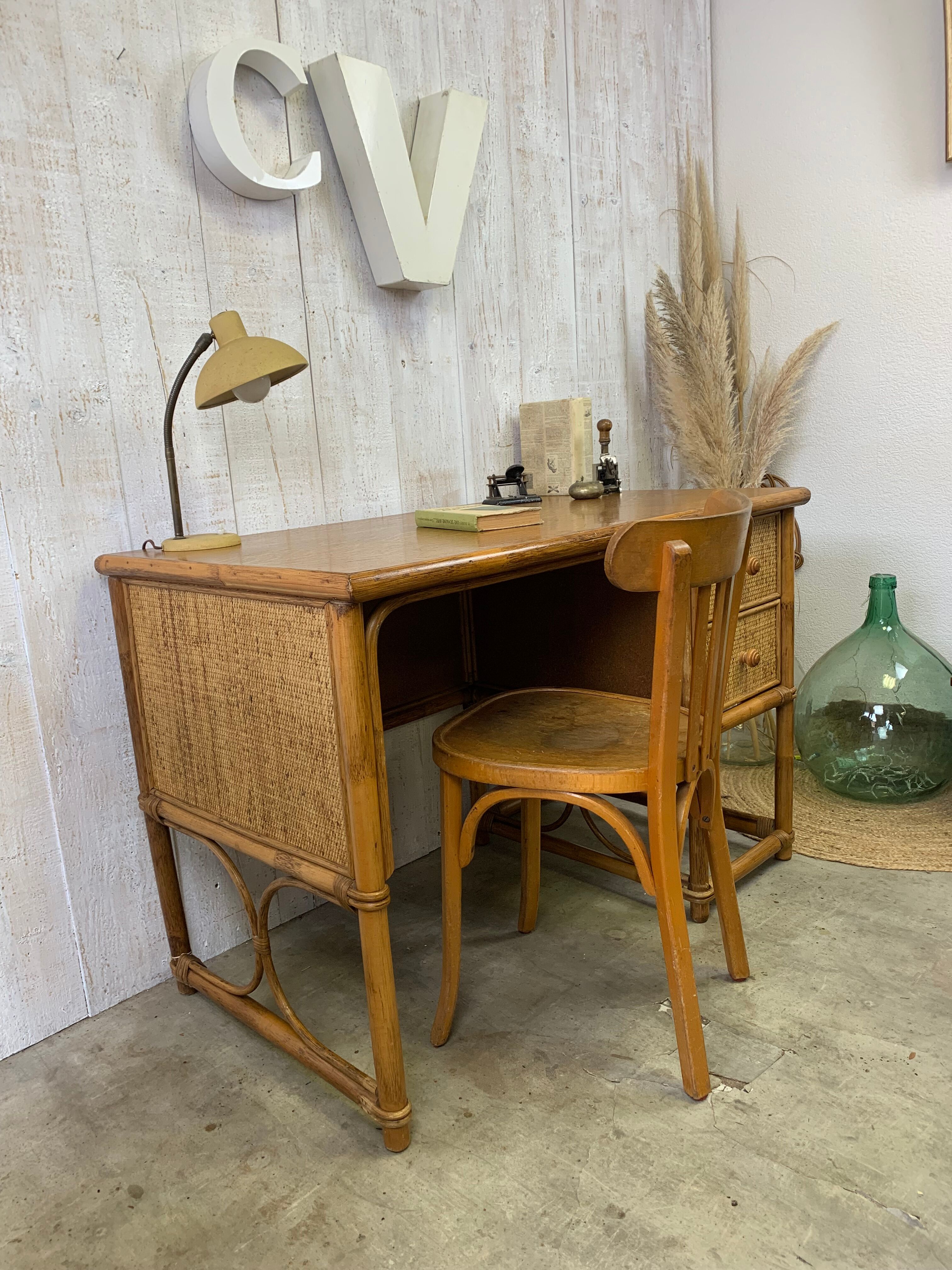 Vintage rattan desk