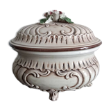 Soupière céramique ovale L20Xl16Xh18 avec rose
