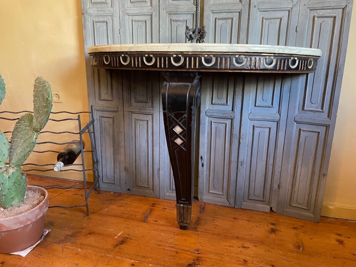 Half-moon console side table faux marble