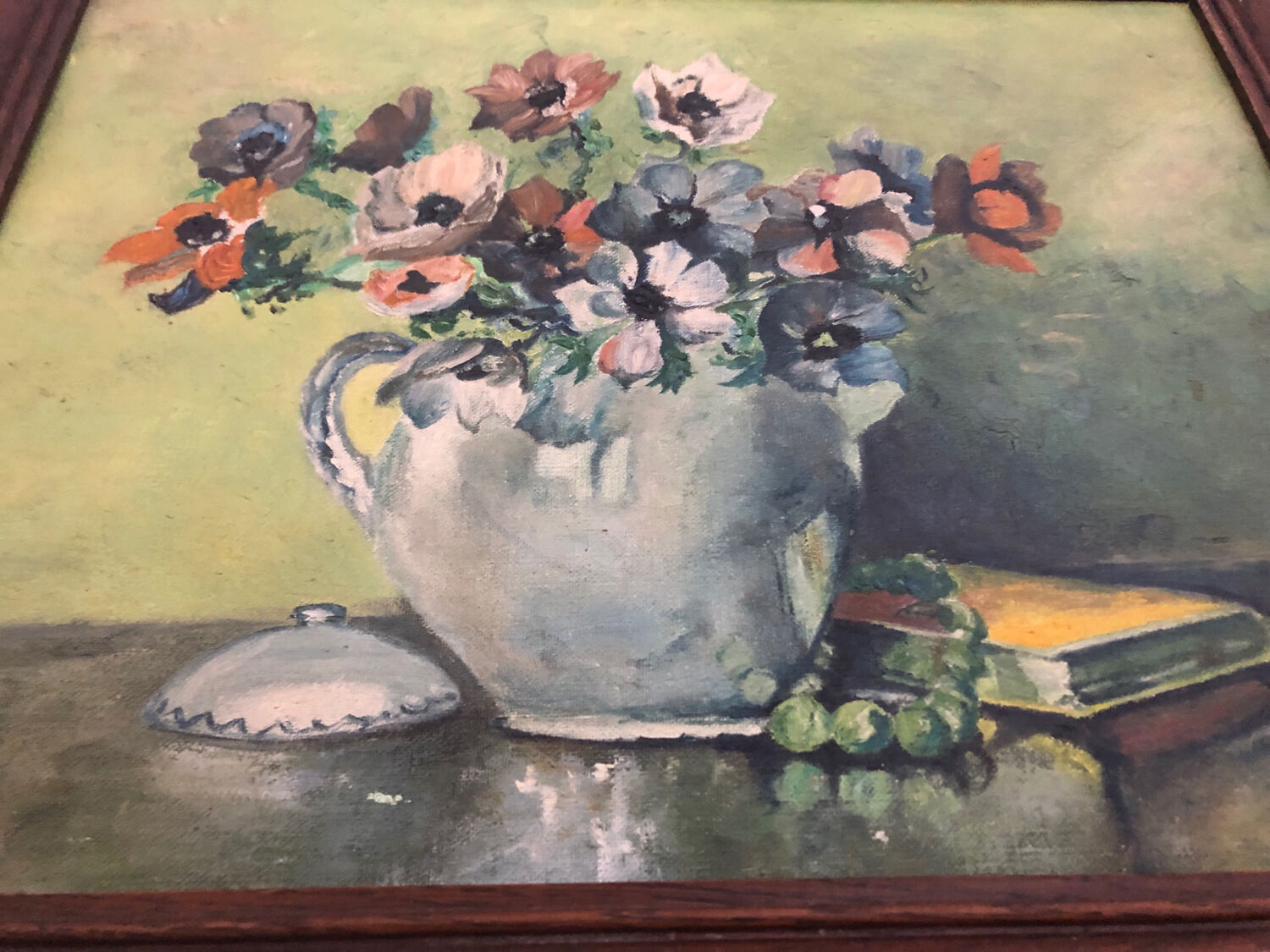 Oil on panel bouquet signed