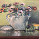 Oil on panel bouquet signed