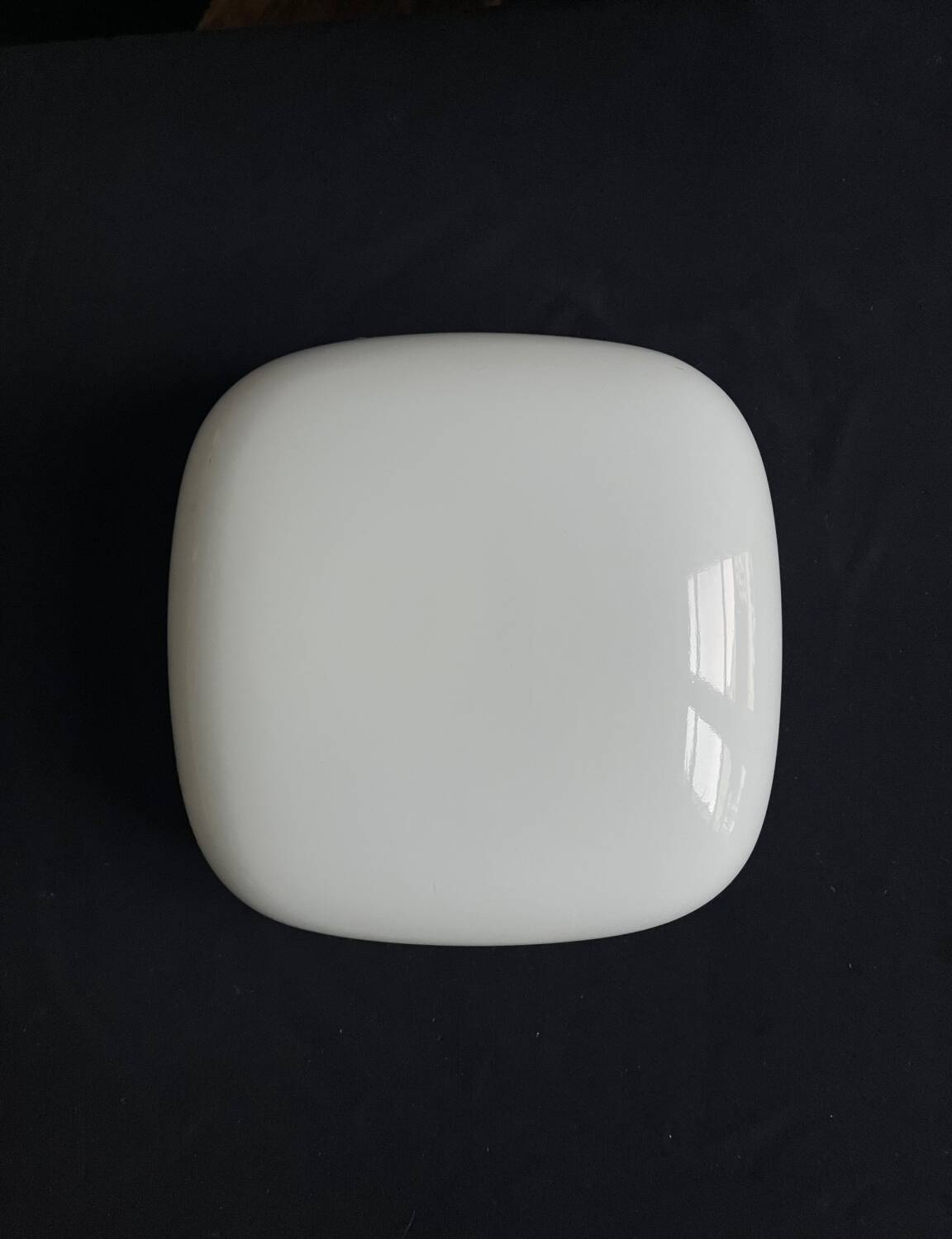 Square opaline ceiling light fixture.