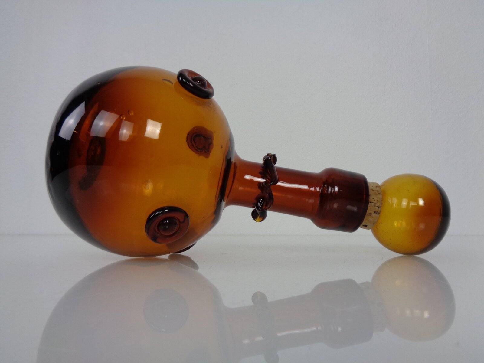 Italian amber glass decanter with stopper, 1960s