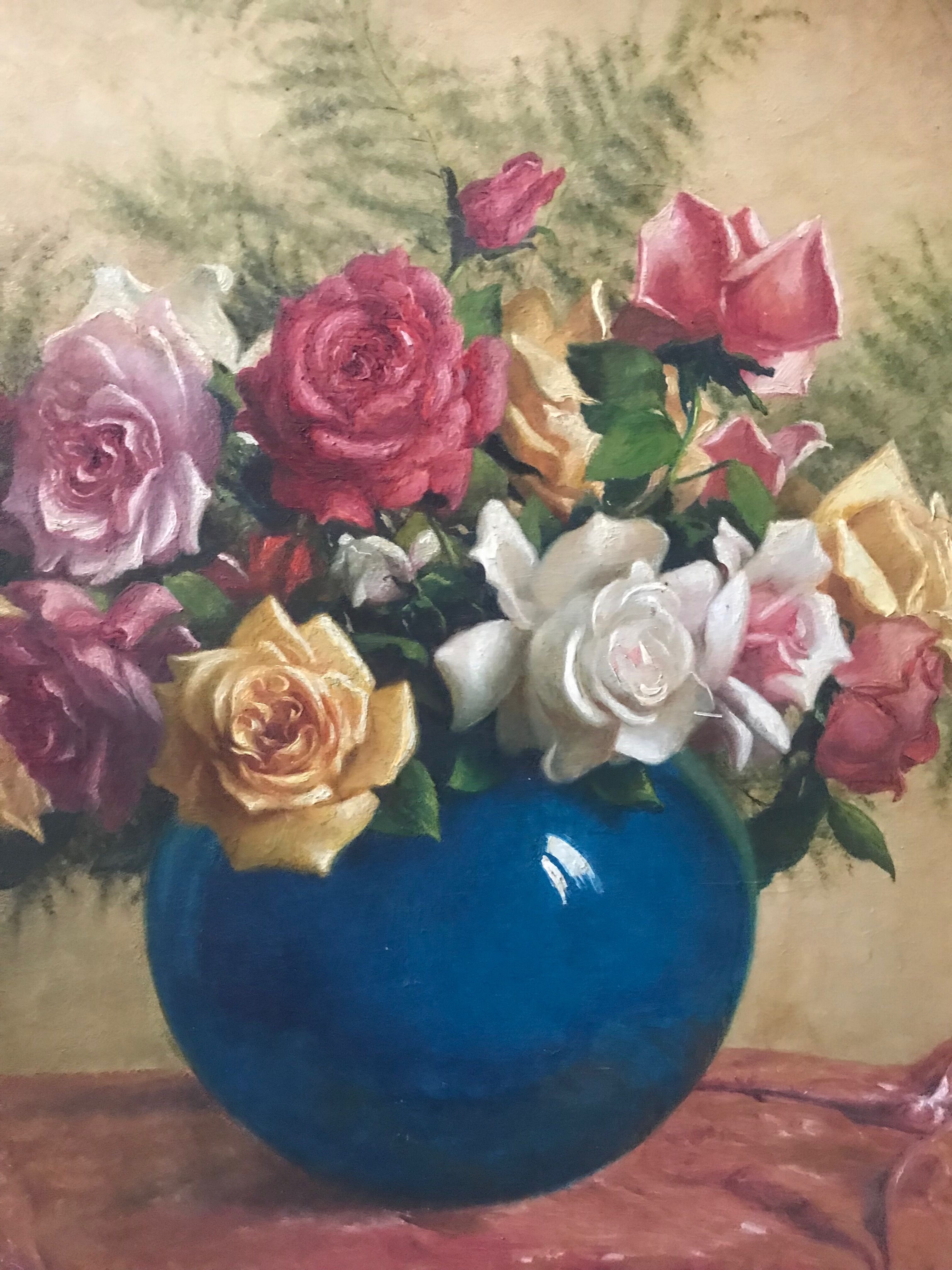 Bouquet of flowers signed L.Noireaut