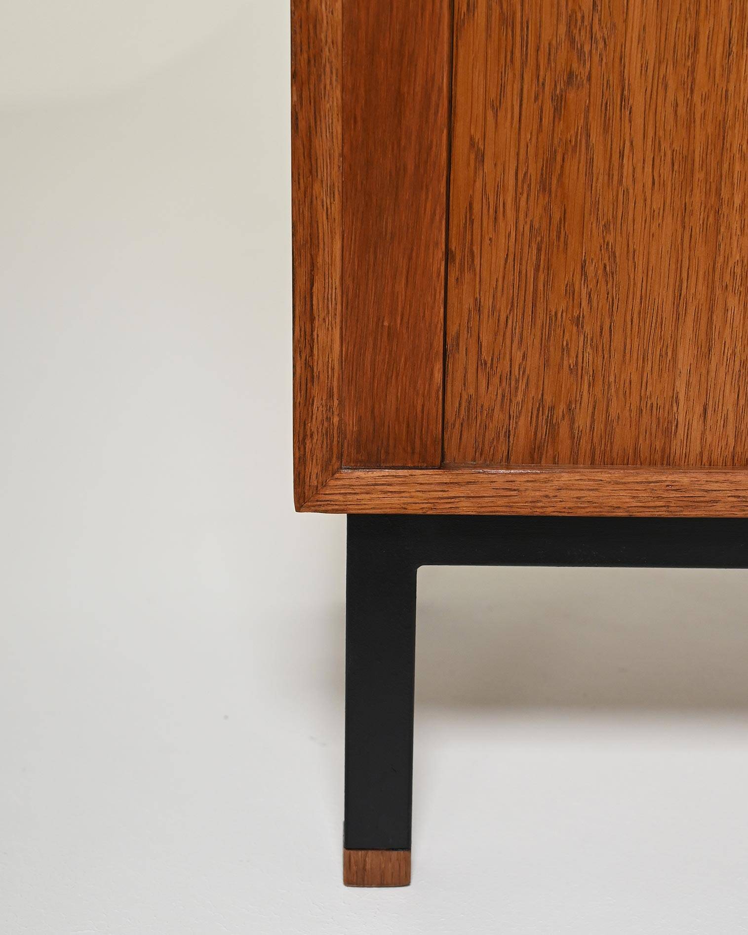 Scandinavian oak cabinet with tambour door, 1960s