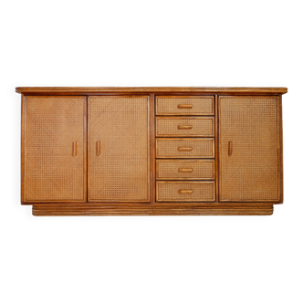 Rattan and wicker sideboard  - 1960s