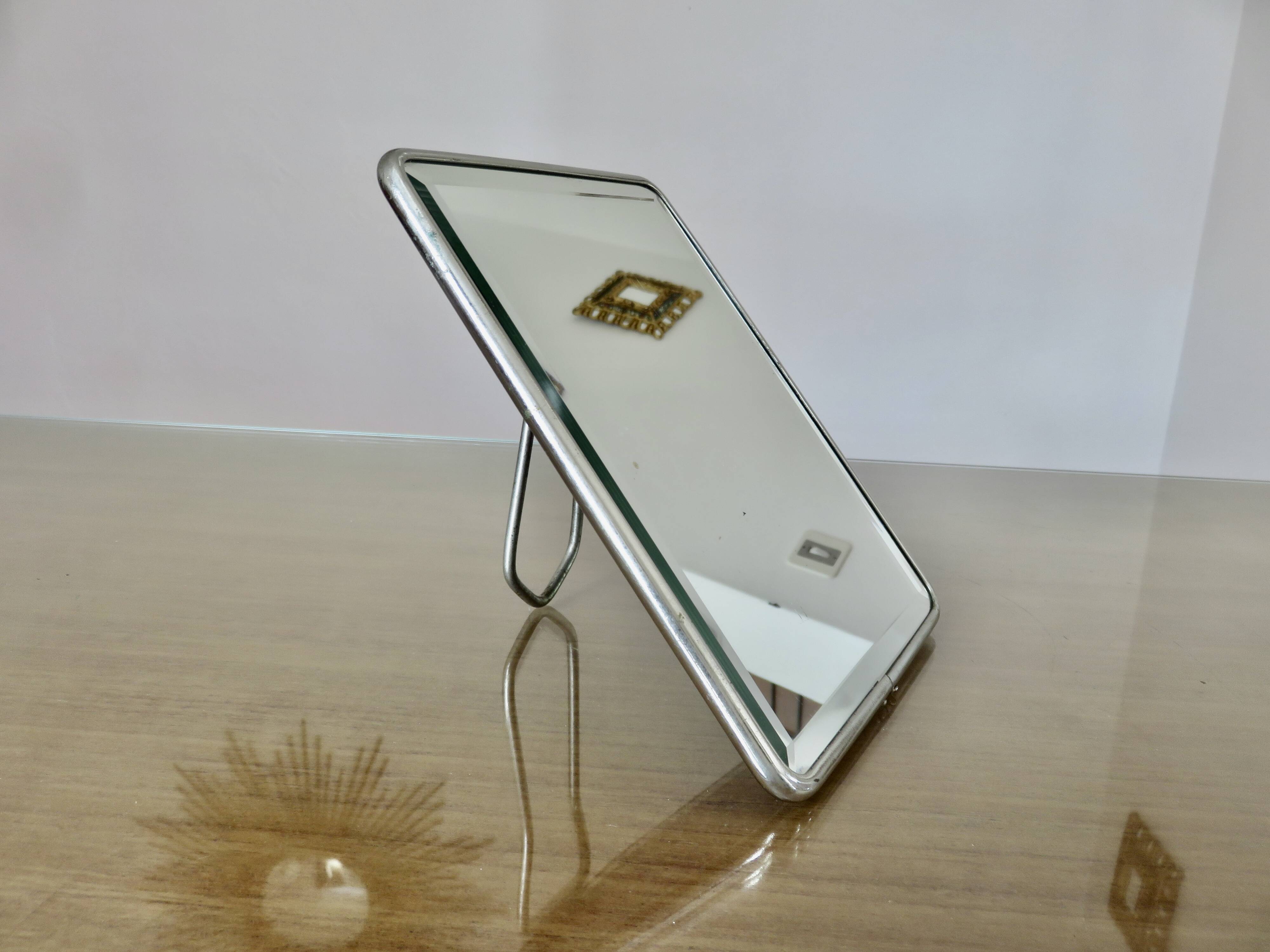 Antique barber's mirror, beveled, to place or hang, 1950