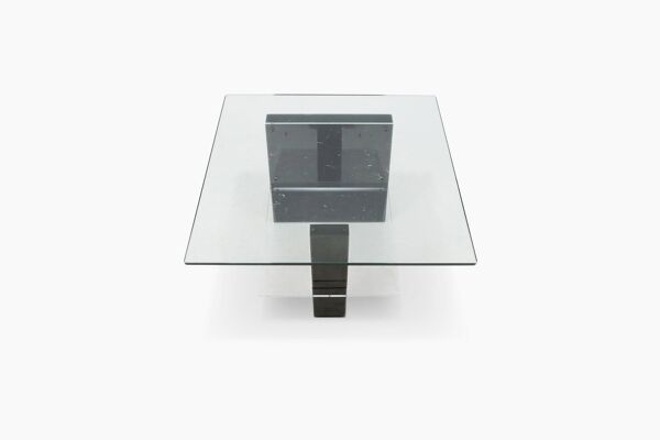 Table basse italienne en marbre et verre du milieu du siècle, années 1970