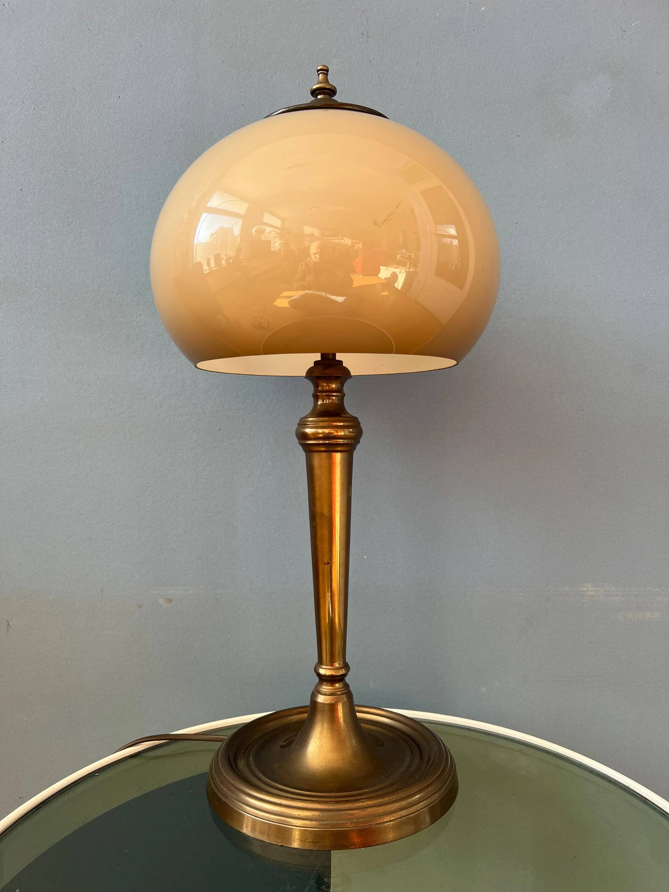 Lampe de table champignon vintage avec base en laiton