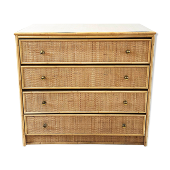 Large Bamboo And Rattan Chest Of Drawers Boho Chic Bohemian Hollywood Regency