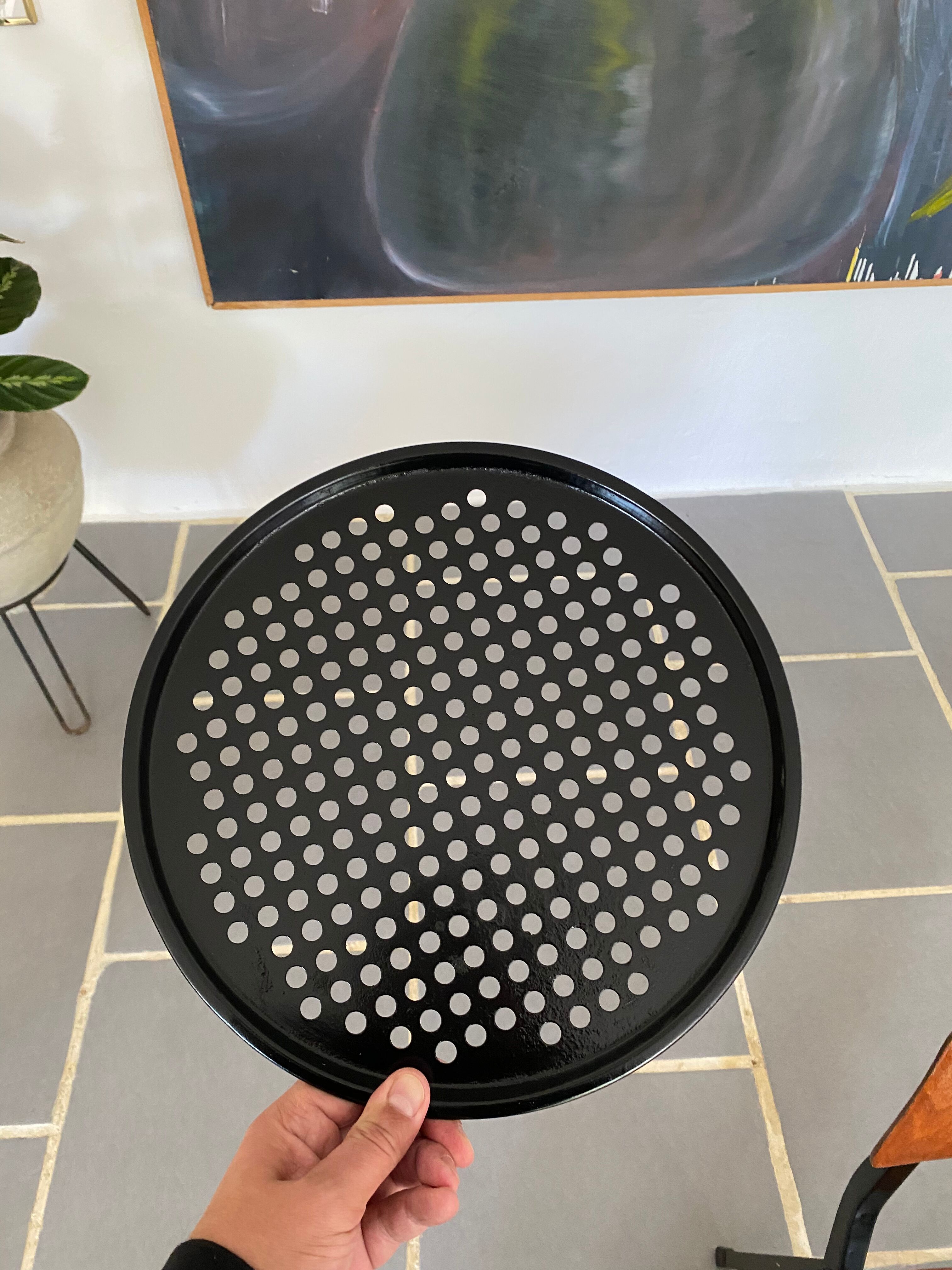 Vintage perforated metal tray